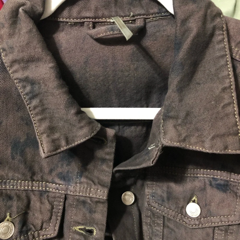 Free people Rumors dark blotched tie dye denim jacket. women’s size medium - Picture 10 of 12
